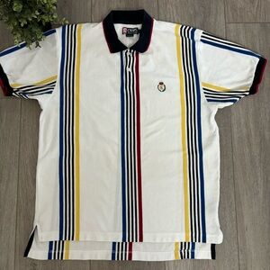 Vintage Chaps Ralph Lauren Striped Polo Shirt Size L 90s Long Shirt Tail Preppy